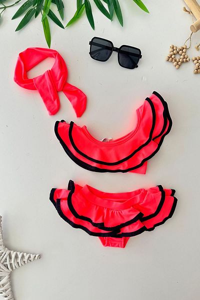 Minigimin Cicileri My Little Girl's Flared Bikini - Neonpink