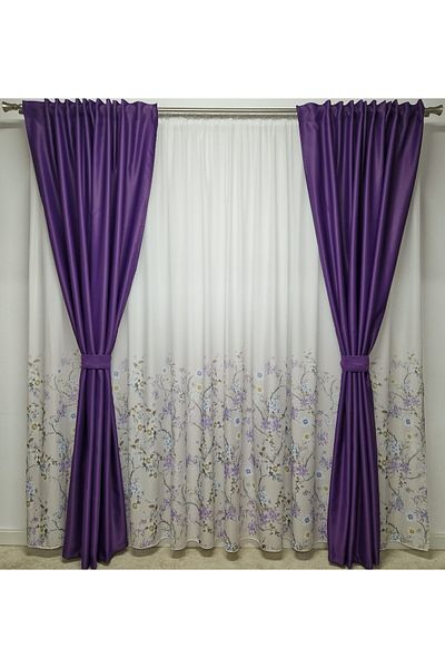 Perdelenoi by Igni Comex Blackout Curtains Purple Uni with Rejansa set of 2 pieces