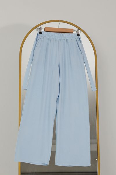 DPARİS Elastic Waist Relaxed Fit Loose Leg Casual Trousers