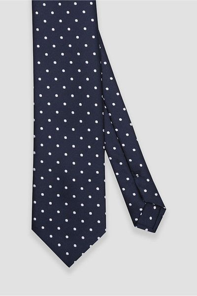 Abbate Tie 8 cm Microfiber Polyester Navy Blue Men's Polka Dot Tie