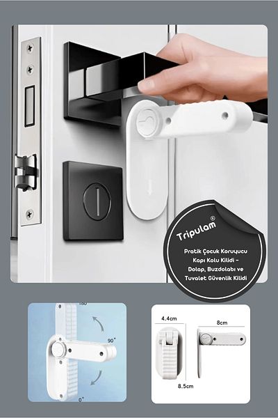 TRİPULAM Practical Child Protective Door Handle Lock – Cabinet, Refrigerator and Toilet Safety Lock