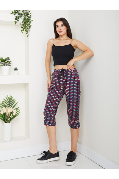 Banadamoda Women's Patterned Combed Cotton Capri