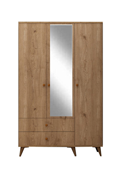 Eymense Lena 3 Kapaklı Aynalı Gardırop Meşe