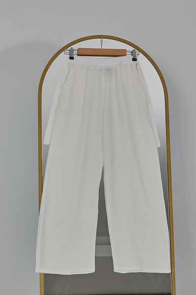DPARİS Elastic Waist Relaxed Fit Loose Leg Casual Trousers