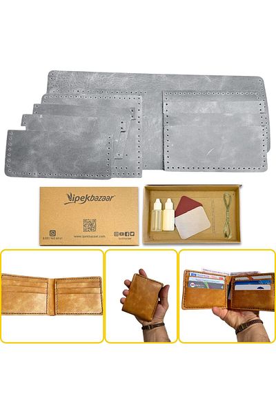 ipekbazaar Meriç Genuine Leather Men's Wallet Diy-Diy Set
