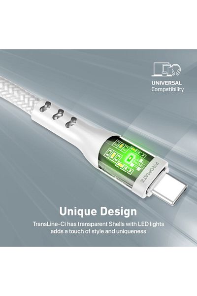 Promate Ultra-fast USB-C to Lightning cable, 27W data transfer and charging, 1.2m