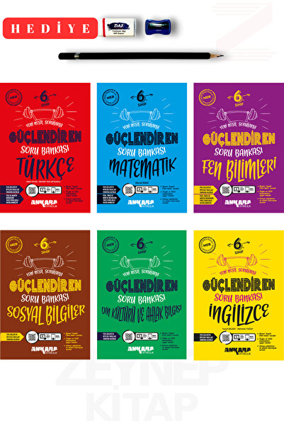 Ankara Yayıncılık 6.Sınıf Güçlendiren Türkçe-Mat-Fen-Sosyal-İng-Din 6'lı Soru...