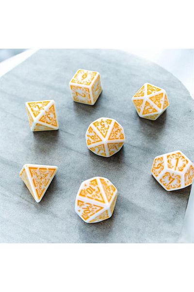 Le Majeur Dnd Frp Dice Set Set of 7 Dnd Dice Dungeons and Dragons Tabletop Game Dice Yellow White Pouch Gift