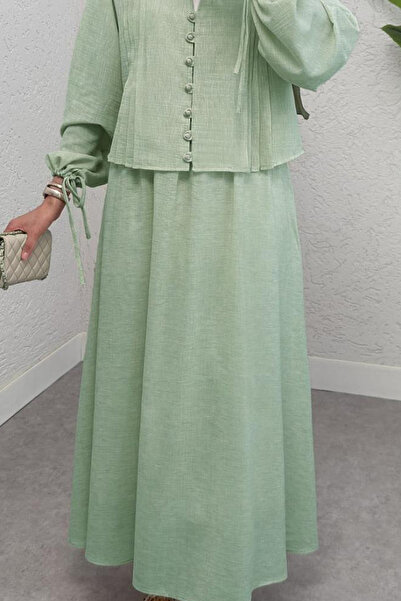 DPARİS Rib Detailed Double Suit with Elastic Waist