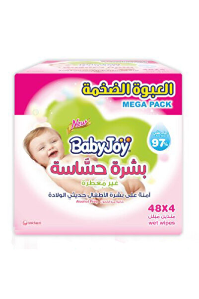 BabyJoy مناديل بيبي جوي المبللة للبشرة الحساسة، 48 منديل × 4