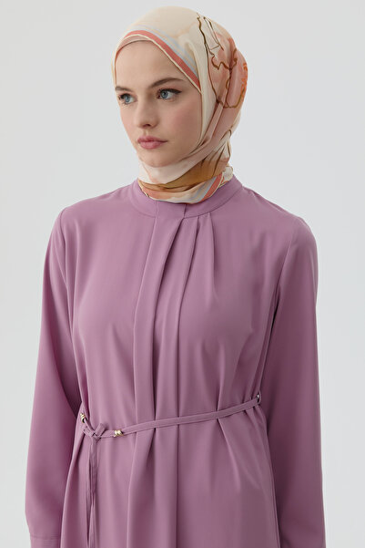 Tuğba Yakası Pile Detaylı Tunik - Lila
