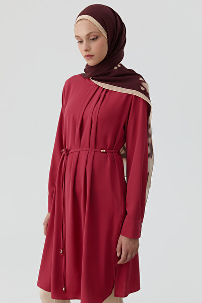 Tuğba Yakası Pile Detaylı Tunik - Gül Kurusu