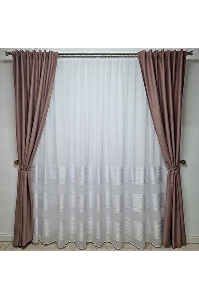 Perdelenoi by Igni Comex Blackout Drapes, Plain Powder Pink, Set Of 2pcs