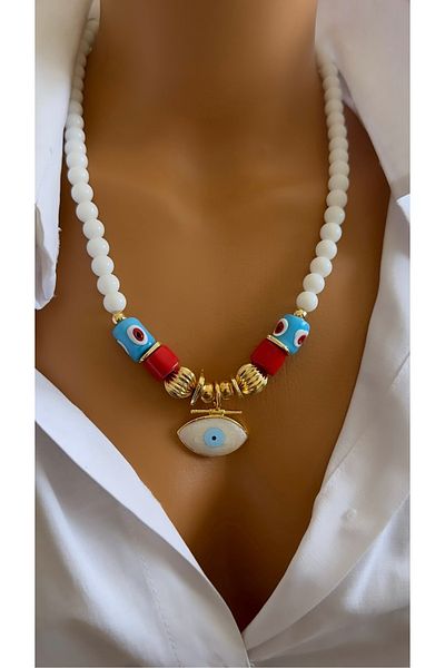 Nevaa Still Basement Bead Eye Summer Design Necklace