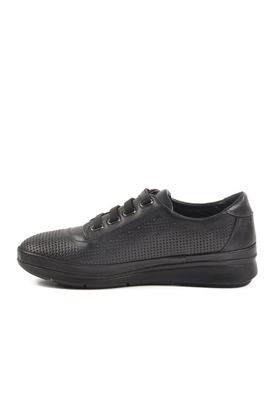 Voyager Black Printed Genuine Leather Women's Casual Shoes