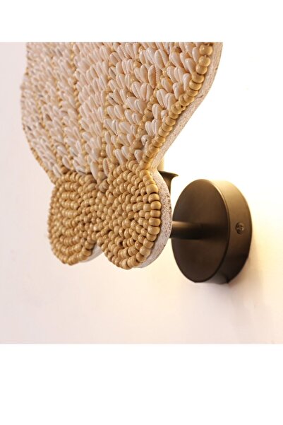 Reyo Seashell Lighting Matte Black Sconce 35X30X12 cm - Special Handmade Sea Themed