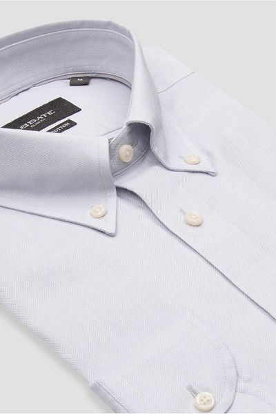 Abbate Carlo Royal Oxford Cotton Slim Fit Light Gray Button Collar Men's Solid Shirt