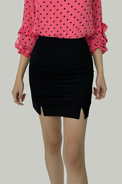 FashionForYou Ella high-waisted mini skirt with side slits and a drawstring w...