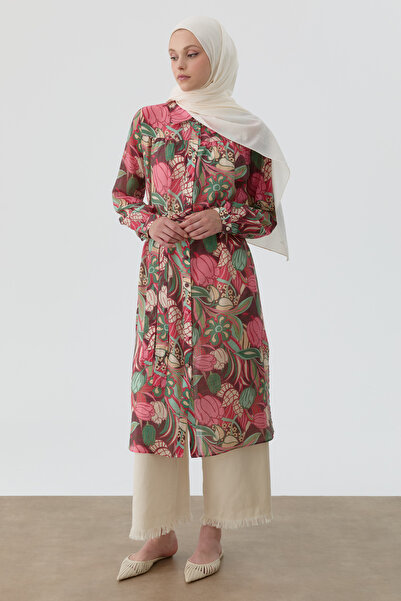 Tuğba Robalı Çiçek Desenli Tunik - Pembe