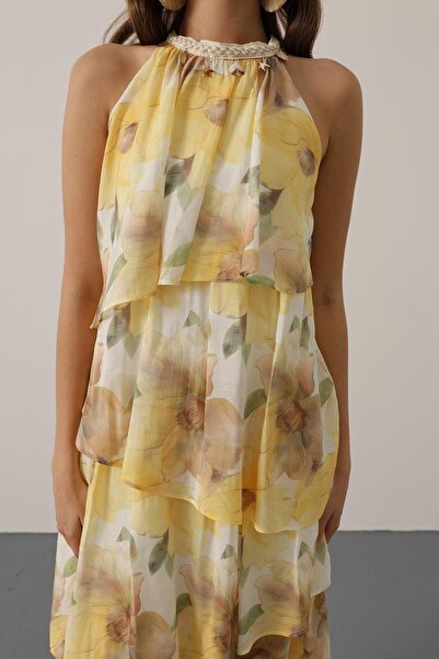 Le Savu Жълта рокля SHILSEE с флорален принт