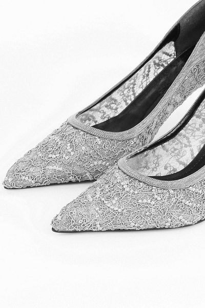 Paris Shoes Women's Platinum Mesh Detailed Heeled Shoes - Elantra