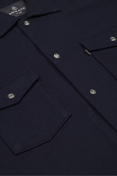 Abbate Urbano Armuri Overshirt Cotton Oversize Fit Navy Blue Classic Collar Men's Plain Shirt