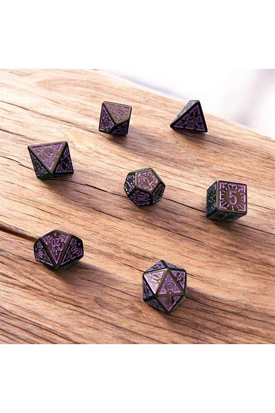 Le Majeur Dnd Frp Dice Set Set of 7 Dnd Dice Dungeons and Dragons Tabletop Game Dice Purple Black Pouch Gift