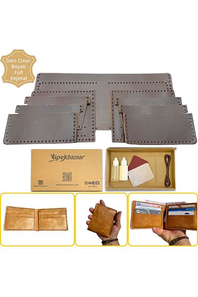 ipekbazaar Meriç Genuine Leather Men's Wallet Diy-Diy Set