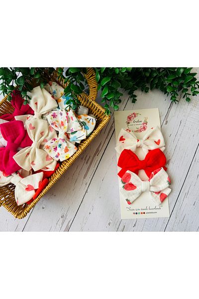 ARDEN HOBİ TASARIM Muslin-Linen 3-Piece Bow Buckle Set