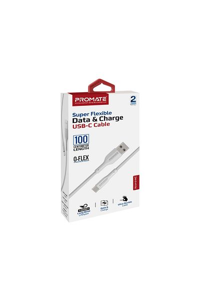 Promate Durable USB-A to USB-C™ charging cable made of silicone with fast charging technology,