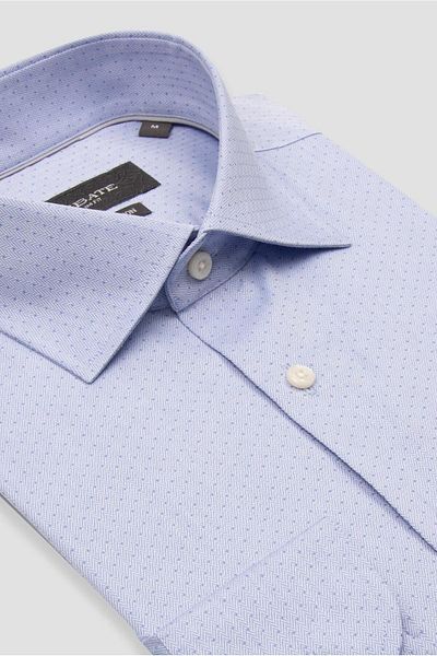 Abbate Donatello Armure Cotton Slim Fit Light Blue Classic Collar Men's Patterned Shirt