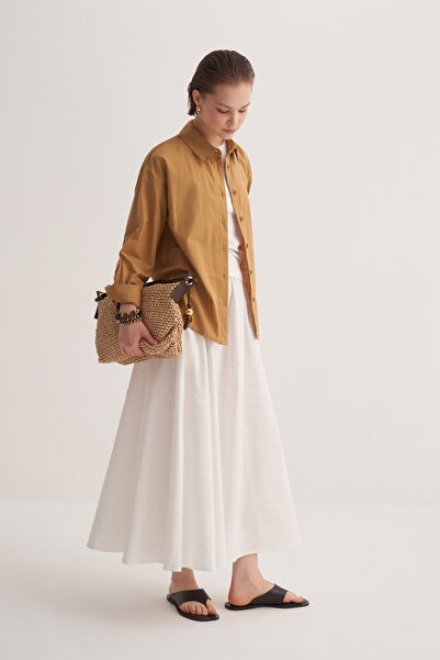 EBU Prive Women's Organic Cotton Basic Shirt Walnut Shell