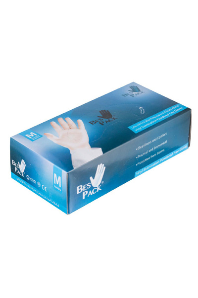 BEST PACK قفازات فحص الفينيل الخالية من البودرة، متوسطة الحجم