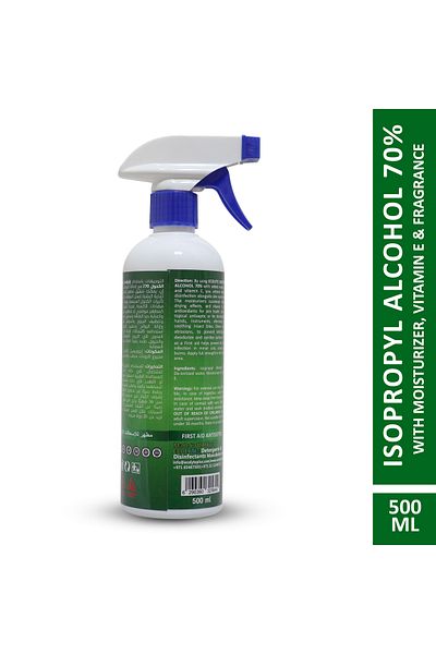 ECOLYTE+ Isopropyl Alcohol 70% With Moisturizer + Vitamin E + Perfume, Antiseptic Disinfectant - 500ml