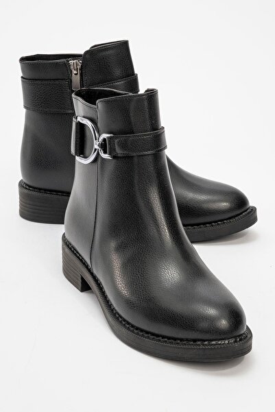 CCWAY AYAKKABI Γυναικείες μπότες με αγκράφα ΜΑΥΡΟ ΔΕΡΜΑ