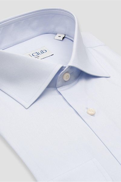 Abbate Bb Club Oscar Poplin Cotton Polyester Slim Fit Light Blue Classic Collar Men's Solid Shirt