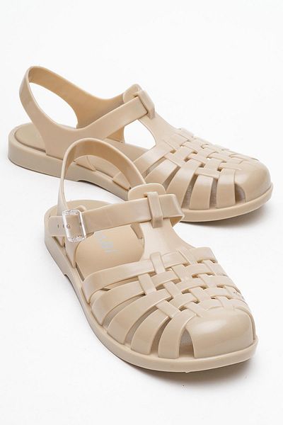 CCWAY AYAKKABI Closed Front Beach Sandals Beige