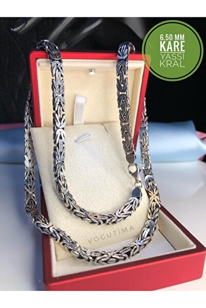 vogutima jewelery&silver by timuçin mavili Erkek Gümüş Kolye - 6.5mm Kare Kes...