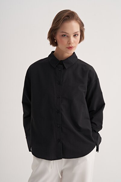 EBU Prive Women's Poplin Basic Shirt Black