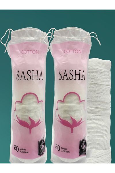 SASHA Pure Cotton Pads for Cosmetic Purposes Pure Cotton Makeup Pads Set of 160 Pads Set of 2 Packs