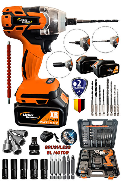 Lieber German LG-S Kömürsüz Motor 21 Volt 3 Ah Setli 2 Akülü Motor Bijon Sökm...