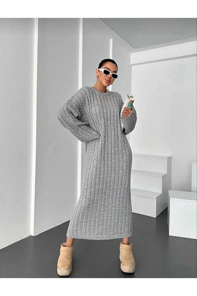 ZEZE COLLECTİON Γυναικείο μακρύ φόρεμα με πλεξούδα μαλλιών
