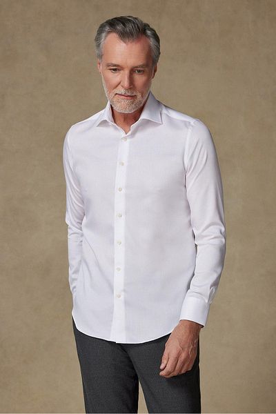 Abbate Donatello Non Iron Armure Cotton Slim Fit White Classic Collar Men's Solid Shirt