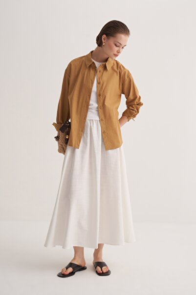 EBU Prive Women's Organic Cotton Basic Shirt Walnut Shell