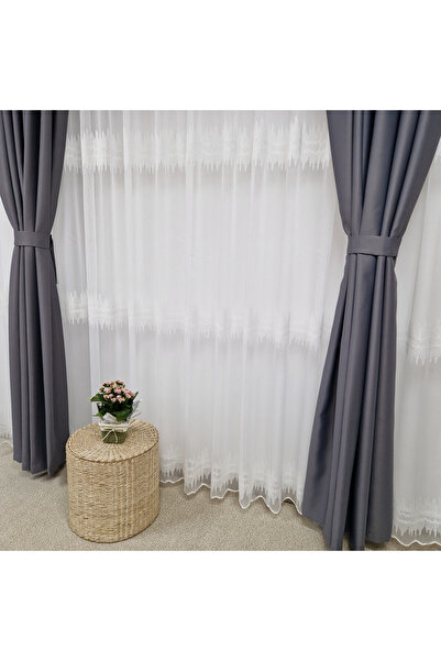 Perdelenoi by Igni Comex Blackout Drapes, Plain Grey , Set Of 2 Pieces