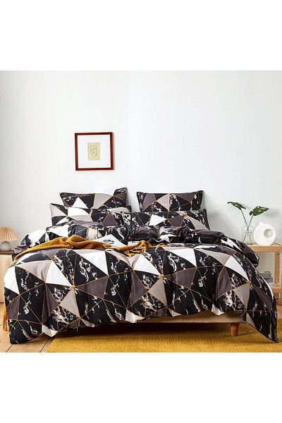 OEM Microfiber Duvet Cover, 200 X 220 Cm, Gray, Black, White, Gold, and 2x Pillowcases