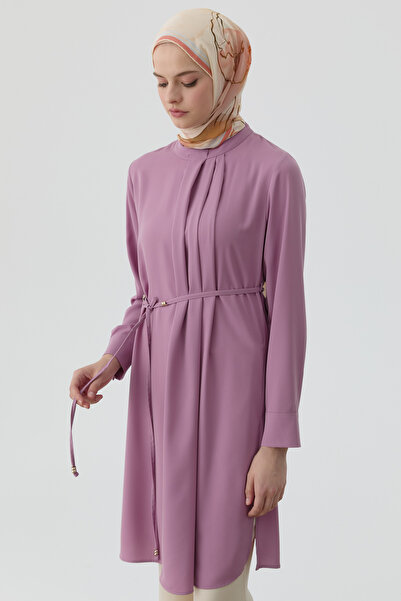 Tuğba Yakası Pile Detaylı Tunik - Lila