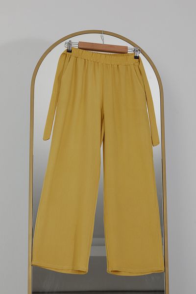 DPARİS Elastic Waist Relaxed Fit Loose Leg Casual Trousers
