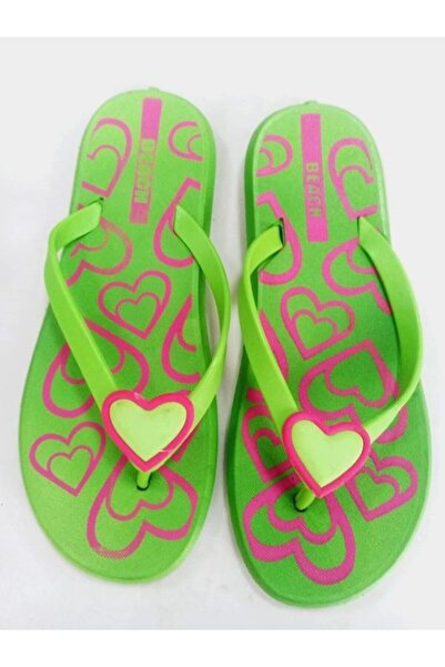 byzek Flip Flops Transparent Soft Pvc Heart Buckle Fist K Green Beach and Daily Slippers