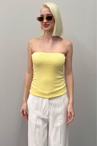Seeh Yellow Strapless Basic Women's Blouse Sh247